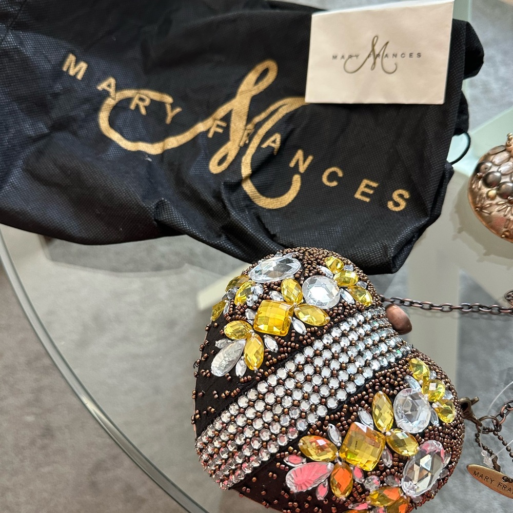 Mary Frances Multicolor Embellished Heart Clutch